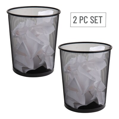 Mind Reader Metal Mesh Trash Can Without Lid, 4.4 Gallon, Black, 2/Pack (2CIRGA-BLK)