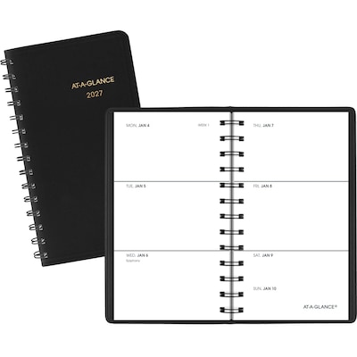 2027 AT-A-GLANCE 2.5 x 4.5 Weekly Planner, Faux Leather Cover, Black (70-035-05-27)