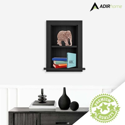 AdirHome 1-Shelf Wood Bathroom Recessed Wall Shelf, 19" x 12.75" x 4.75", Black, 2/Pack (515-01-BLK-2PK)