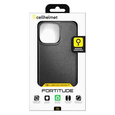 cellhelmet Fortitude Series MagSafe Phone Case for iPhone 16 Pro Max, Shock Absorbing, Onyx Black (CF-107-BLK)