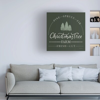 Trademark Fine Art Becky Thorns Vintage Christmas Sign I Green Sq Canvas Art, 24 x 24 (WAP31955-C2424G)