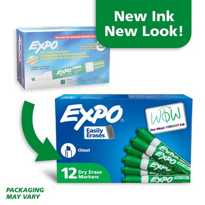 Expo Tank Dry Erase Markers, Chisel Tip, Green, 12/Pack (80004)