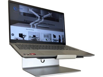 Amer 9" x 9" Aluminum Rotating Laptop Stand for 17" Laptops, Silver (AMRNS04)