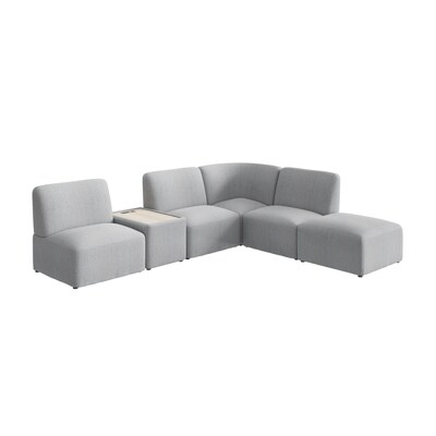 Bush Business Furniture Assemble L Shaped Sectional with Power/USB, Fog Fabric (ASM005FGF)