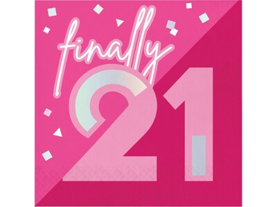 Creative Converting 21st Birthday Plates and Napkins Kit, Hot Pink (DTC9122E2I)