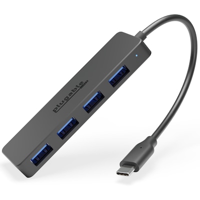 Plugable USB-C to USB Adapter Hub, 4 Port USB 3.0 Hub, USB Splitter for Laptop