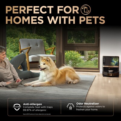 Shark PowerDetect Robot Vacuum and Mop with NeverTouch Pro Base, Bagless, Black (RV2820ZE)