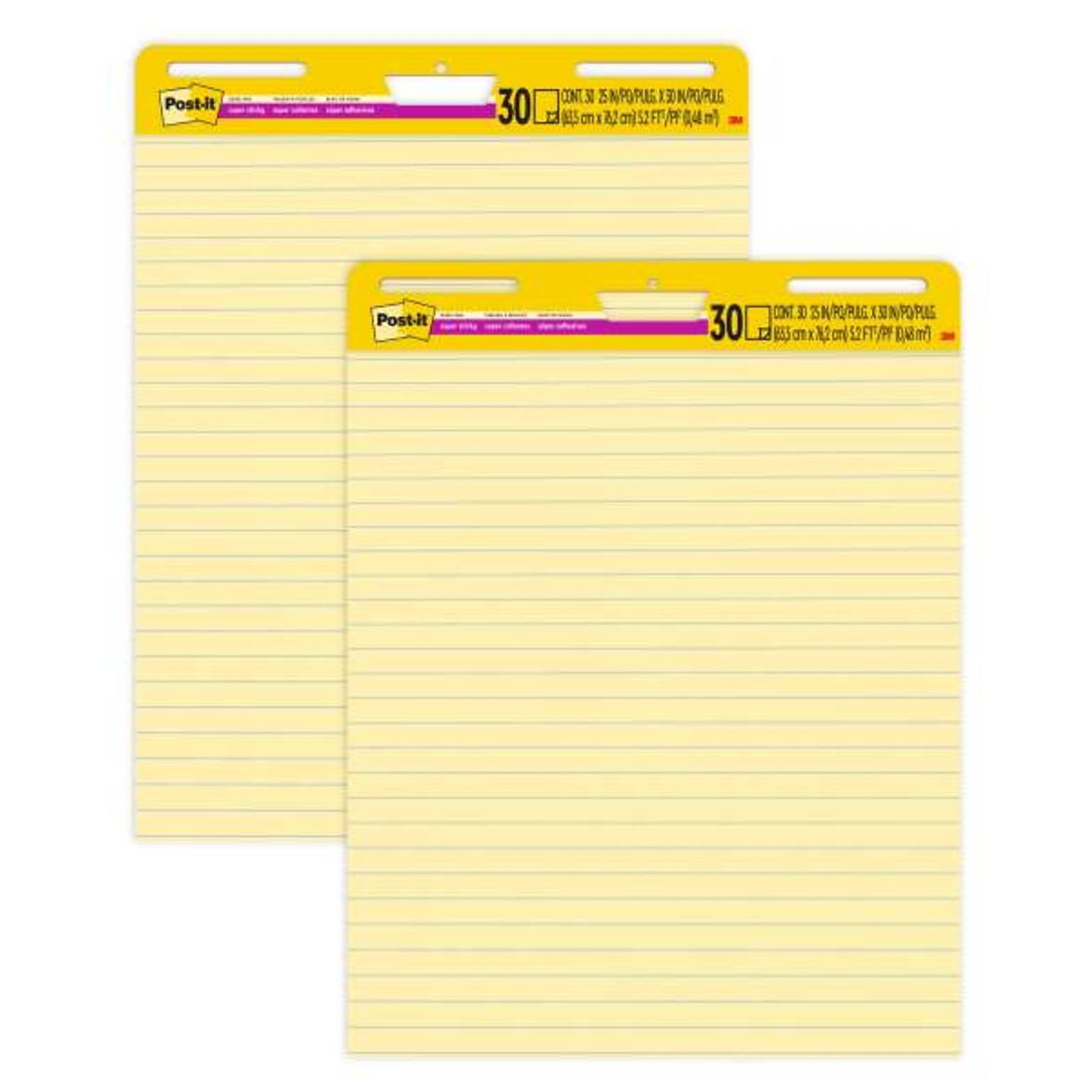 Post-it Super Sticky Easel Pad, 25 x 30, Lined, 30 Sheets/Pad, 2 Pads/Carton (561)
