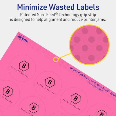 Avery Round Laser/Inkjet Multipurpose Labels, 1-2/3" Dia, Bright Pink (800/Box)