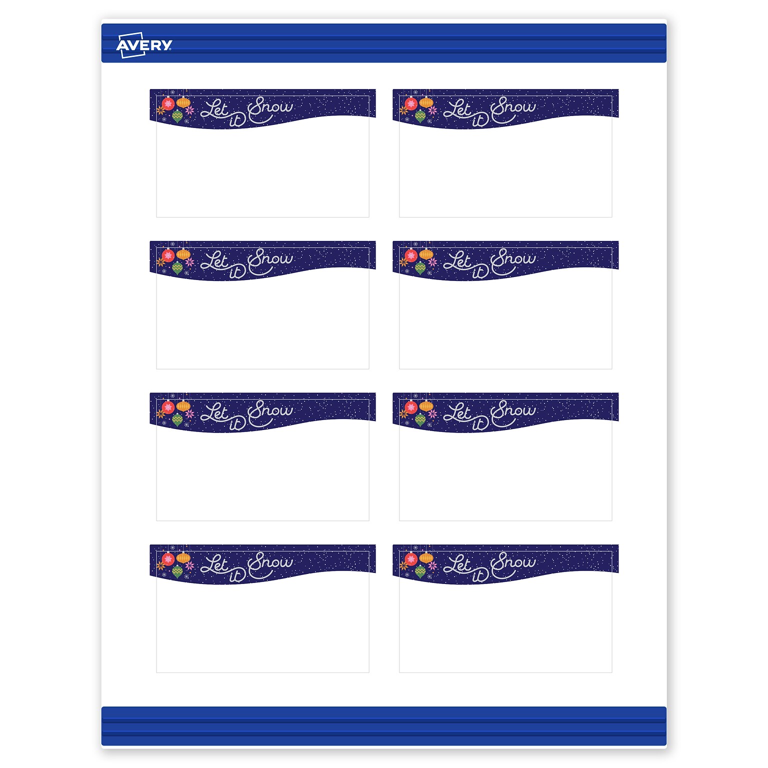 Avery Silver-Snowflakes Matte Blank Card, White, 80/Pack (S00-FJV)