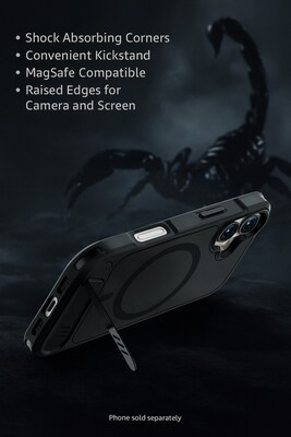 SaharaCase Venture Series MagSafe Compatible Phone Case for iPhone 17, Shock Absorbing, Scorpion Black (CP00923)