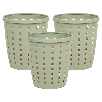 Staples Plastic Trash Can, 2.8 Gallon, Sage Green, 3/Pack (ST63900)