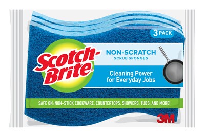 Scotch-Brite® Non-Scratch Scrub Sponge, Blue, 3/Pack (MP-3-8-D)