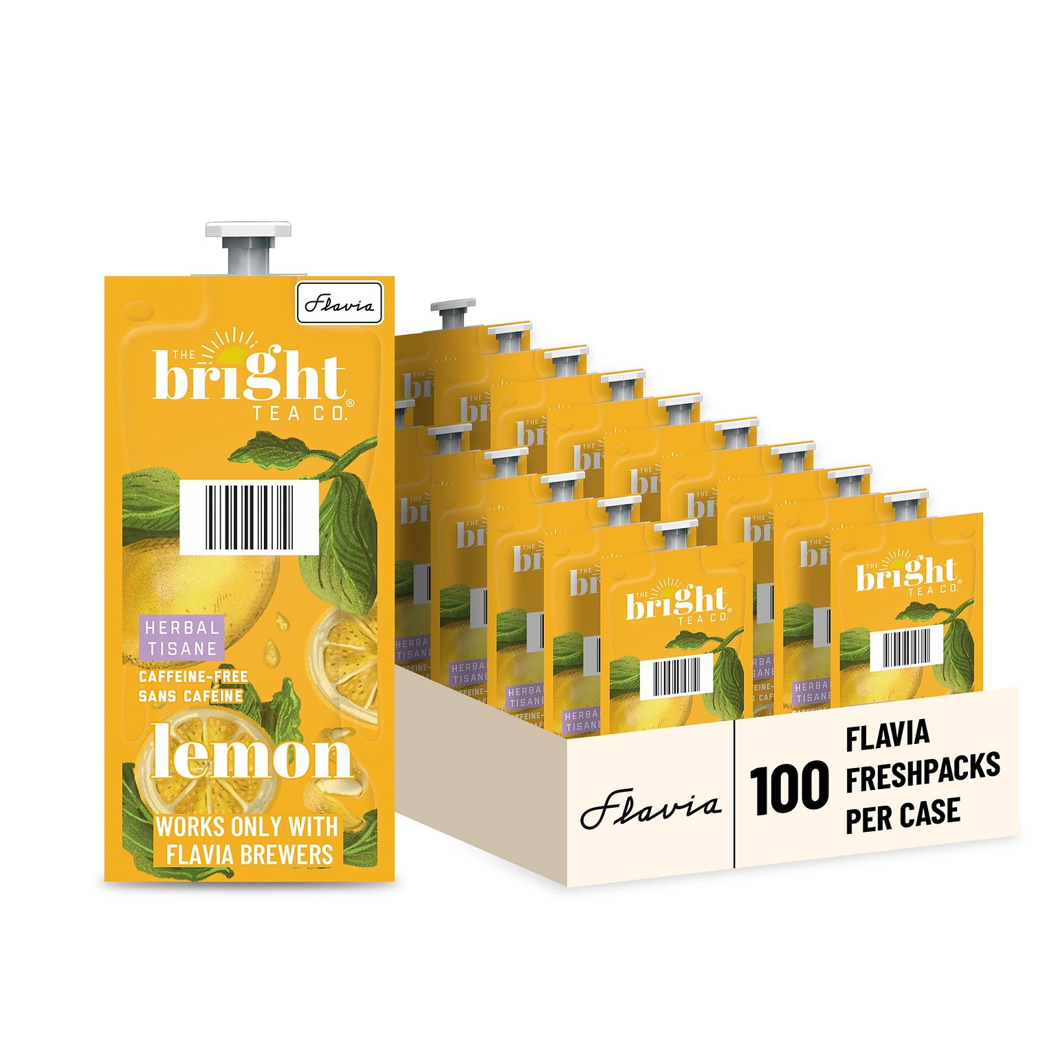 The Bright Tea Co. Lemon Herbal Tea, Flavia Freshpacks, 100/Carton (B502)