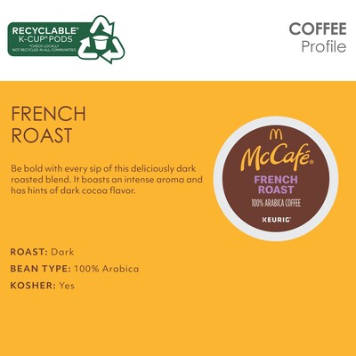 McCafe French Roast Coffee Keurig® K-Cup® Pods, Dark Roast, 96/Carton (080429CT)