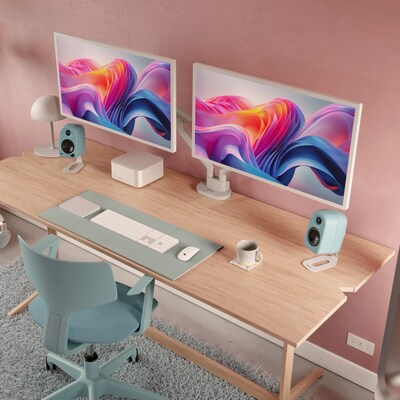 Kanto DM2 Dual Monitor Desktop Mount for 17” - 35” Displays, Up to 22 lbs., White