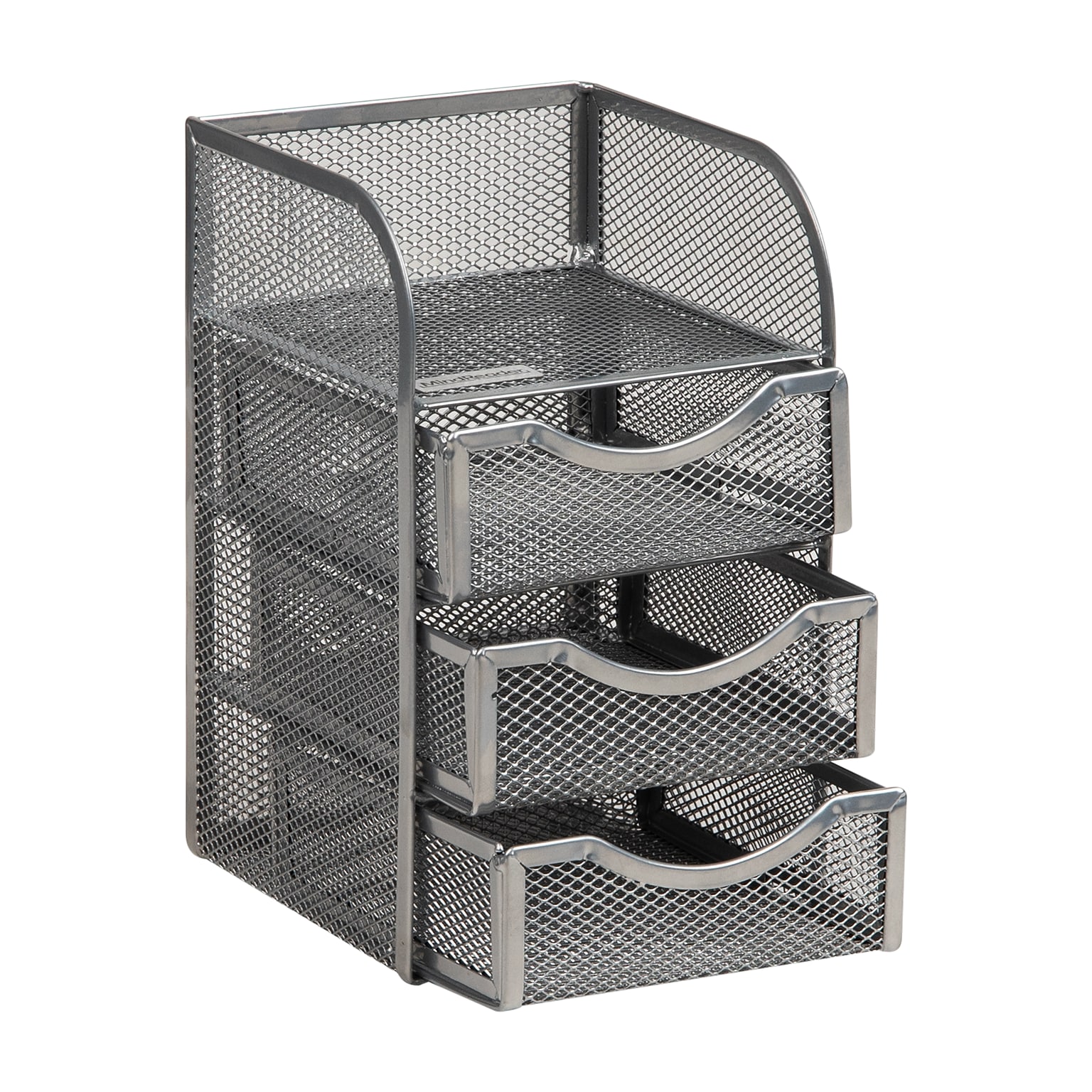 Mind Reader 4-Compartment Metal Desk Organizer, Silver (MESHMINI-SIL)