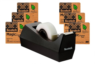 Scotch Magic Greener Invisible Tape with Dispenser, 3/4 x 25 yds., 6 Rolls/Pack (812-6PC38)