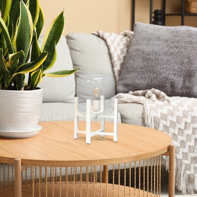 Creekwood Home 13.5" LED Table Lamp, White/Clear Glass (CWT-1000-WH)