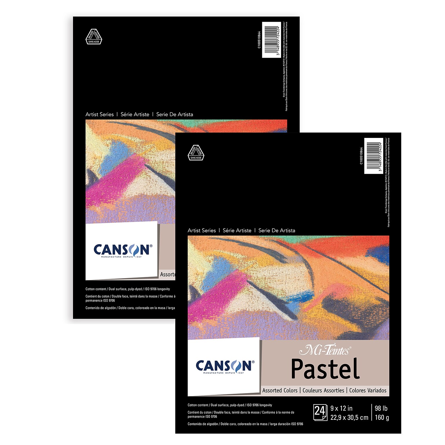 Canson Artist Series 9 x 12 Mi-Teintes Pastel Pad, 24 Sheets/Pad, 2/Bundle (MCXC100510864-2)