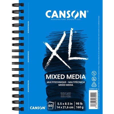 Canson XL Series 5.5 x 8.5 Wire Bound Mixed Media Sketch Pad, 60 Sheets/Pad, 3/Bundle (MCXC4000371