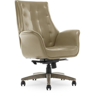 Thomasville Furniture Brooks Ergonomic Bonded Leather Swivel Executive Chair, Taupe (51493-TP)