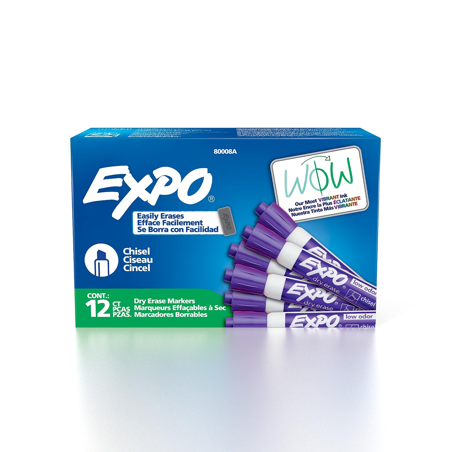 Expo Tank Dry Erase Markers, Chisel Tip, Purple, 12/Pack (80008DZ)