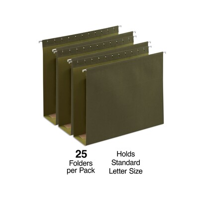 Staples Reinforced Box-Bottom Hanging File Folders, 3 Expansion, 1/5-Cut Tab, Letter Size, Standard