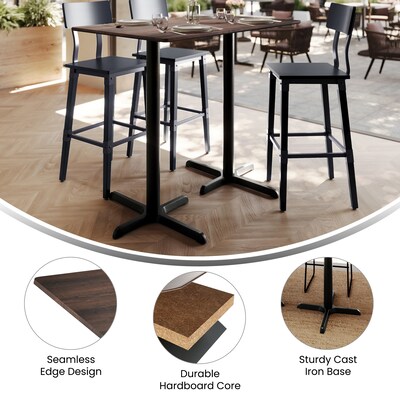 Flash Furniture Acadia Wooden Dining Table with X-Bases, 30"D x 48"W, Dark Brown/Black Base (ST3048WBRT2230B)