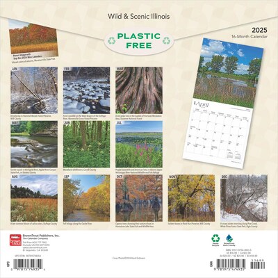 2025 BrownTrout Illinois Wild & Scenic 12 x 12 Monthly Wall Calendar (9781975474935)