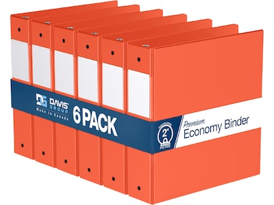 Davis Group Premium Economy 2 3-Ring Non-View Binders, Orange, 6/Pack (2313-19-06)