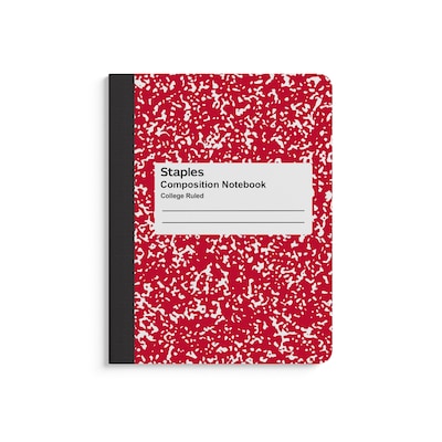 Staples® Composition Notebook, 7.5 x 9.75, College Ruled, 100 Sheets, Red (ST55065)