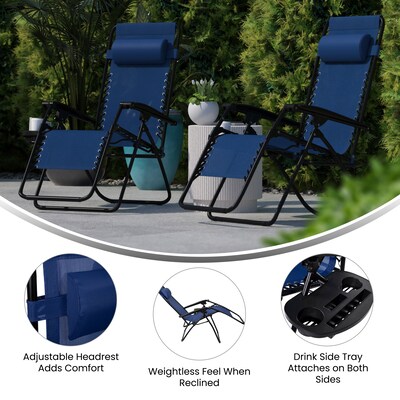 Flash Furniture Celestial Folding Reclining Lounge Chair, Navy, 2 Pack (2GM103122SSNV)