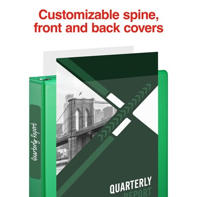 Staples® Standard 1.5" 3 Ring View Binder with D-Rings, Green (58652)