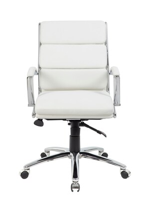 Boss Office Products Ergonomic CaressoftPlus Vinyl Swivel Executive Chair, White (B9476-WT)