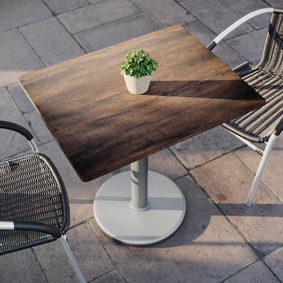 Flash Furniture Acadia Wooden Dining Table with Round Base, 23.75"D x 29.75"W, Dark Brown/Silver Base (ST2430WBRTR18S)