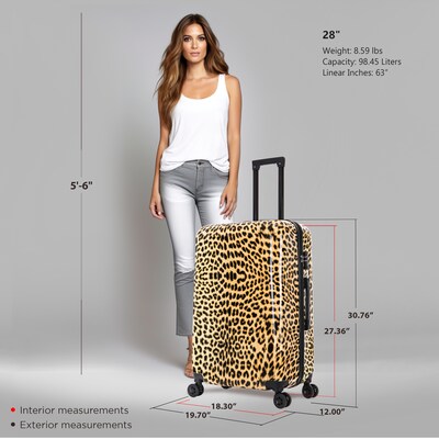 InUSA Prints 30.76" Hardside Suitcase, 4-Wheeled Spinner, TSA Checkpoint Friendly, Cheetah Animal Print (IUAPC00L-CHE)