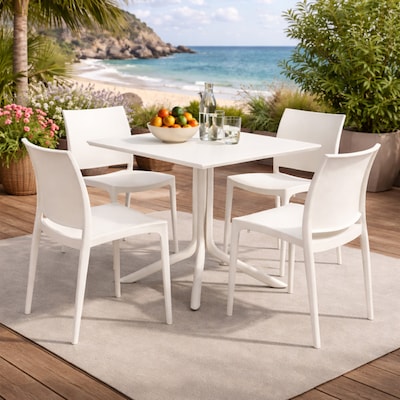 Regency Niche Terrace Square Bistro Table, 31.5D x 31.5W, White Down (TOB3131WH)