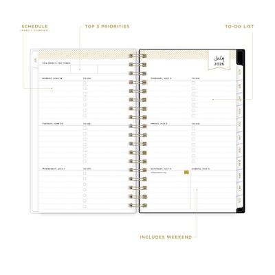 2026-2027 Blue Sky Day Designer Ophelia 3 x 6 Academic Year Weekly & Monthly Planner, Plastic Cover (158164)