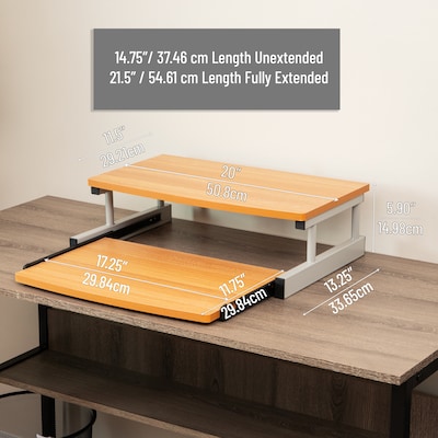 Mind Reader 2-Tier Monitor Stand with Sliding Keyboard Drawer, Brown (2TSLIDE-BRN)