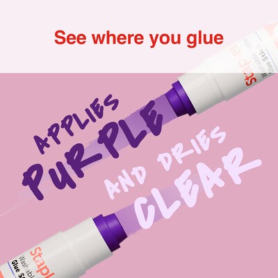 Staples Washable Glue Sticks, 0.28 oz., Purple, 18/Pack (ST63020)