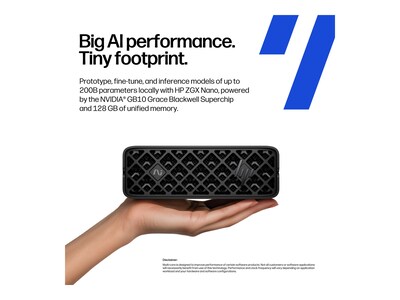 HP ZGX G1n AI Workstation Mini PC, NVIDIA GB10 Grace Blackwell Superchip, 128GB RAM, 4TB SSD, Black (D89GQUT#ABA)