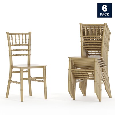 Flash Furniture HERCULES Resin Kids Chiavari Chairs, Gold, 6-Pieces (6LEL7KGD)