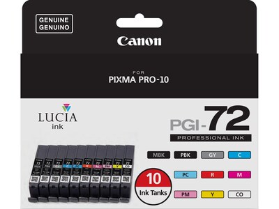 Canon PGI-72 Black/Color Assortment Standard Yield Ink Cartridges, 10/Pack (6402B007)