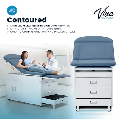 Viva Comfort Exam Table, 500 lbs. Capacity, Blue (ADI996-09-S2-BLU-MK)