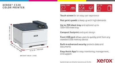 Xerox C320 Wireless Color Laser Printer, Best for Office Business (C320/DNI)