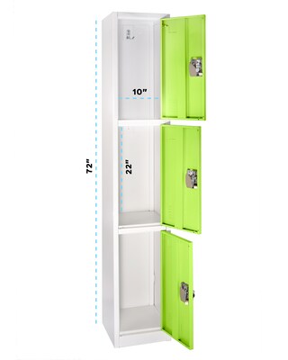 AdirOffice 72 3-Tier Key Lock Green Steel Storage Locker (629-203-GRN)