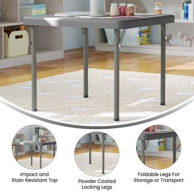 Flash Furniture Paige Square Kid's Folding Table, 24" x 24", Granite Gray (RB2424KIDGY)
