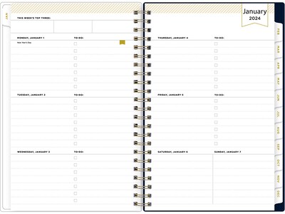 2024 Blue Sky Day Designer Peyton Navy 5 x 8 Weekly & Monthly Planner, Multicolor (103620-24)