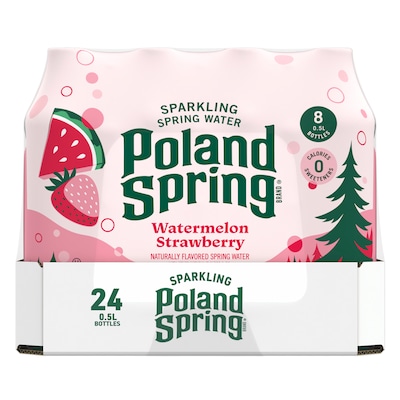 Poland Spring Watermelon Strawberry Sparkling Purified Water, 16.9 oz., 24/Carton (19991098)